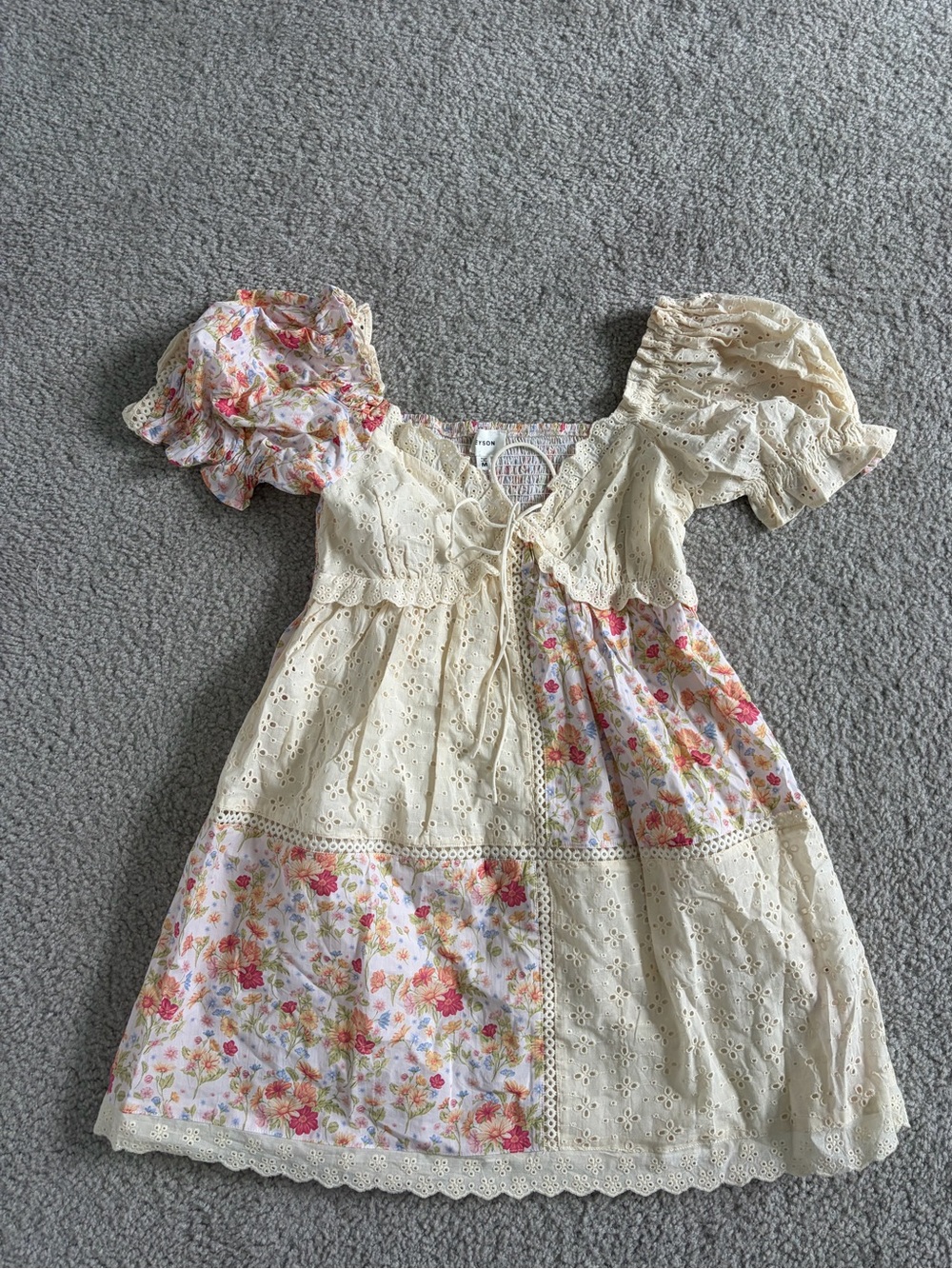 Hey son Cream Floral Patchwork Dress
